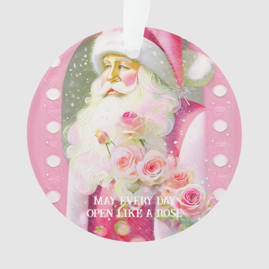 Shabby Rose Chic Pink Santa Romantic Santa Ornament (voorkant)