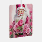 Shabby Rose Pink Chic Victorian Santa Claus Metalen Ornament (Voorkant Rechts)