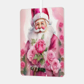 Shabby Rose Pink Chic Victorian Santa Claus Metalen Ornament (Voorkant links)