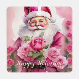 Shabby Rose Pink Chic Victorian Santa Claus Metalen Ornament