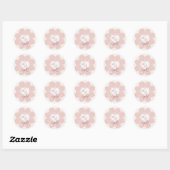 Shabby Roze Victoriaans Stijl Monogram Bruiloft Ronde Sticker (Vel)