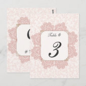 Shabby Roze Victoriaans Trouwtafel Aantal Kaarten (Voorkant / Achterkant)