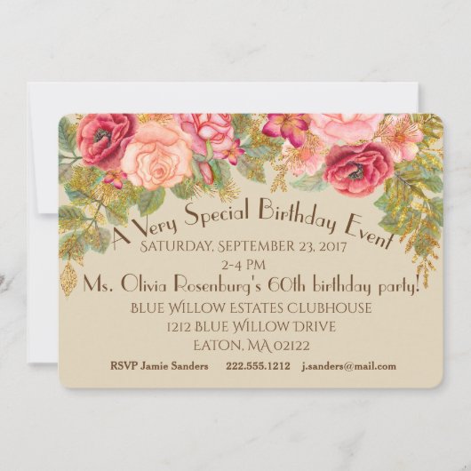 Shabby Rozen Fancy Gebeurtenisuitnodigingen Kaart (Voorkant)