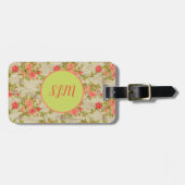 Shabby Rozen Monogram Bagagelabel (Voorkant horizontaal)
