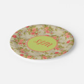 Shabby Rozen Monogram Papieren Bordje (Gekanteld)