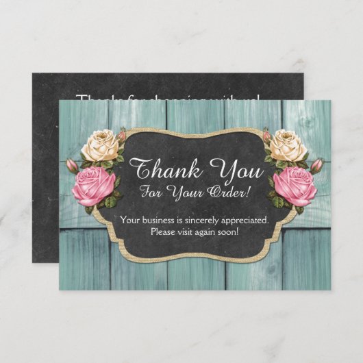 Shabby  Rozen Rustic Chalkboard Hartelijk dank Bedankkaart (Voorkant / Achterkant)