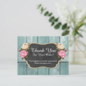 Shabby  Rozen Rustic Chalkboard Hartelijk dank Briefkaart (Staand voorkant)