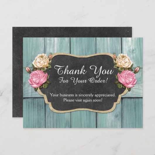 Shabby  Rozen Rustic Chalkboard Hartelijk dank Briefkaart (Voorkant / Achterkant)