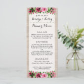 Shabby  Rozen Rustiek Bruiloft Diner Menu (Staand voorkant)