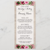 Shabby  Rozen Rustiek Bruiloft Diner Menu (Voorkant)