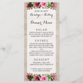 Shabby Rozen Rustiek Bruiloft Diner Menu