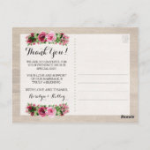 Shabby  Rozen rustieke bruiloft dank u Briefkaart (Achterkant)