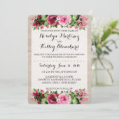 Shabby  Rozen Rustieke bruiloft uitnodiging (Staand voorkant)