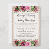 Shabby  Rozen Rustieke bruiloft uitnodiging (Voorkant)