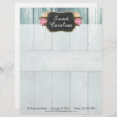 Shabby Rozen Rustisch landkarton Gepersonaliseerd Briefhoofd (Voorkant / Achterkant)