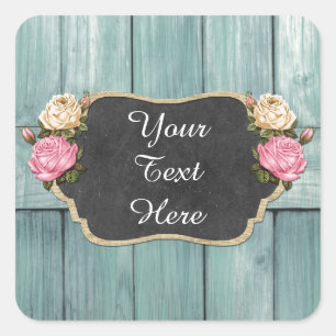 Shabby  Rozen Rustisch landkarton Vierkante Sticker