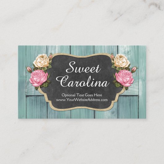 Shabby  Rozen Rustisch landkarton Visitekaartje (Voorkant)