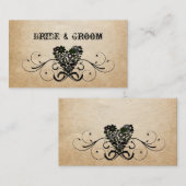 Shabby Rustic Black Heart Place Cards Plaatskaartje (Voorkant / Achterkant)