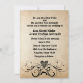 Shabby Rustic Black Heart Wedding Kaart (Voorkant)