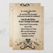 Shabby Rustic Black Heart Wedding Kaart (Voorkant / Achterkant)