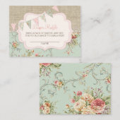 Shabby Rustic Country Chic Diaper Raffle Ticket Informatiekaartje (Voorkant / Achterkant)