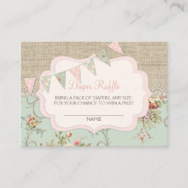 Shabby Rustic Country Chic Diaper Raffle Ticket Informatiekaartje