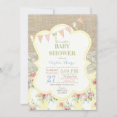 Shabby Rustic Country Chic Floral Lace Burlap Kaart (Voorkant)