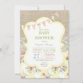 Shabby Rustic Country Chic Floral Lace Burlap Kaart