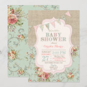 Shabby Rustic Country Chic Floral Lace Burlap Kaart (Voorkant / Achterkant)