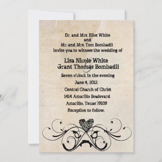 Shabby Rustic Wedding Invitation Kaart (Voorkant)