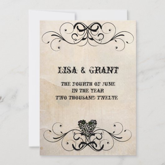 Shabby Rustic Wedding Invitation Kaart (Achterkant)