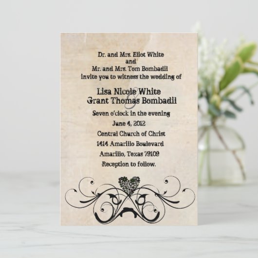 Shabby Rustic Wedding Invitation Kaart (Staand voorkant)