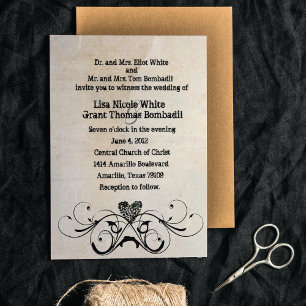 Shabby Rustic Wedding Invitation Kaart