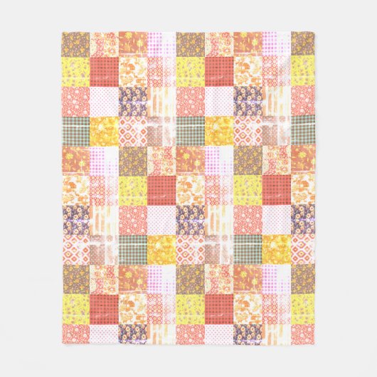 Shabby rustiek  Patchwork Quiltpatroon Fleece Deken (Voorkant)