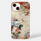 Shabby Rustieke Rozen & Monogram Case-Mate iPhone Case (Achterkant)