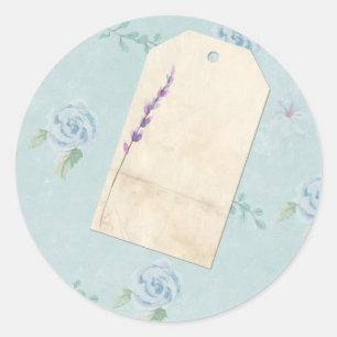 Shabby Scrapbook Embellishment Blue Floral Ronde Sticker