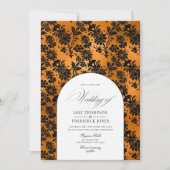 Shabby Sinaasappel en Black Gothic Wedding Chic Kaart (Voorkant)