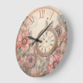 Shabby Steampunk Clocks and Florals Wall Clock Grote Klok (Hoek)