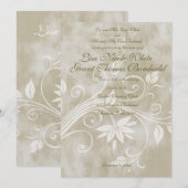 Shabby Taupe Floral Wedding Invitations Kaart (Voorkant / Achterkant)