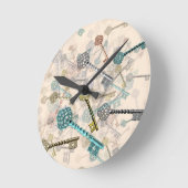 Shabby- toetsen, afdrukken, subtiel, bleke schaduw ronde klok (Hoek)