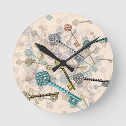 Shabby- toetsen, afdrukken, subtiel, bleke schaduw ronde klok (Voorkant)