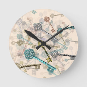 Shabby- toetsen, afdrukken, subtiel, bleke schaduw ronde klok