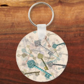 Shabby- toetsen, afdrukken, subtiel, bleke schaduw sleutelhanger (Voorkant)