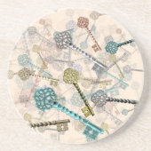 Shabby- toetsen, afdrukken, subtiel, bleke schaduw zandsteen onderzetter (Voorkant)