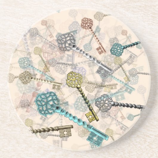 Shabby- toetsen, afdrukken, subtiel, bleke schaduw zandsteen onderzetter (Voorkant)