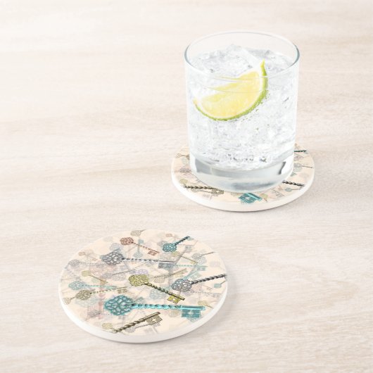 Shabby- toetsen, afdrukken, subtiel, bleke schaduw zandsteen onderzetter (Zijkant)