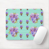 Shabby Turquoise art floral Computer Mouse Mat Pad Muismat (Met muis)