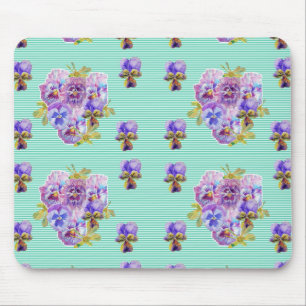 Shabby Turquoise art floral Computer Mouse Mat Pad Muismat