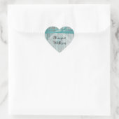 Shabby Turquoise geschilderde houten envelopzegel Hart Sticker (Tas)
