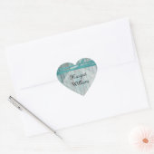 Shabby Turquoise geschilderde houten envelopzegel Hart Sticker (Envelop)